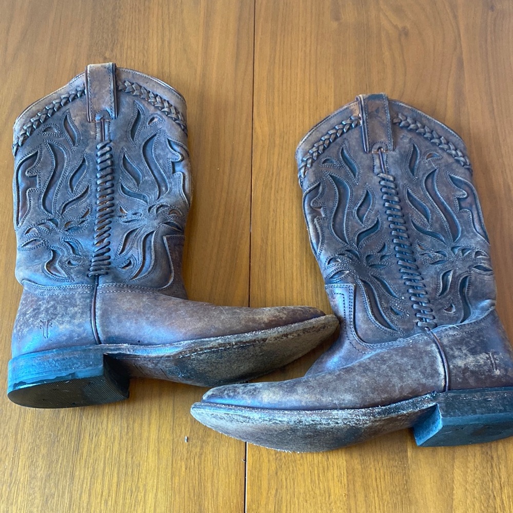 Wyatt Overlay Frye Cowboy Boots - Size 6